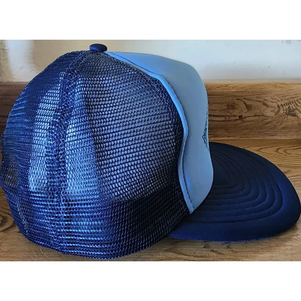 Calhead Trucker Hat Style 76 Mellen Centennial 1986 Adult Snapback Blue
